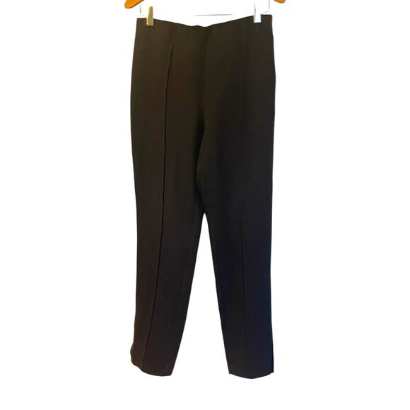 Cinq a Sept Brianne Slit-Leg Trousers High Rise Black Front Pintuck Pant Size 10 - Picture 2 of 14